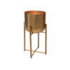 SMOOTH GOLD METAL PLANTER WITH STAND (MEDIUM)