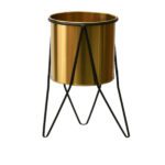 SINGLE METAL PLANTER WITH POINTY STAND
