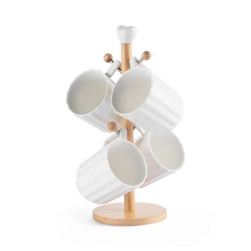 4 Pcs Mug with Bamboo Holder