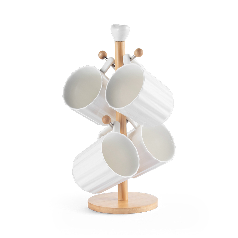 4 Pcs Mug with Bamboo Holder