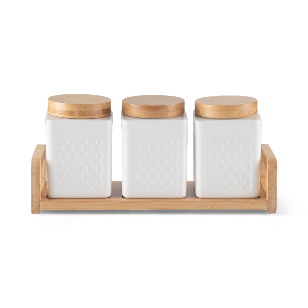3 Pcs Jar with Bamboo Tray - Image 3