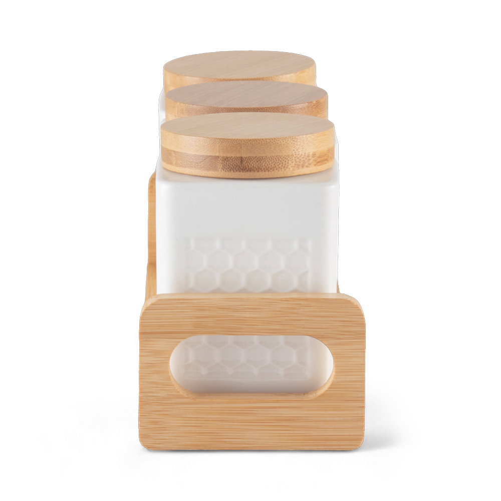 3 Pcs Jar with Bamboo Tray - Image 4