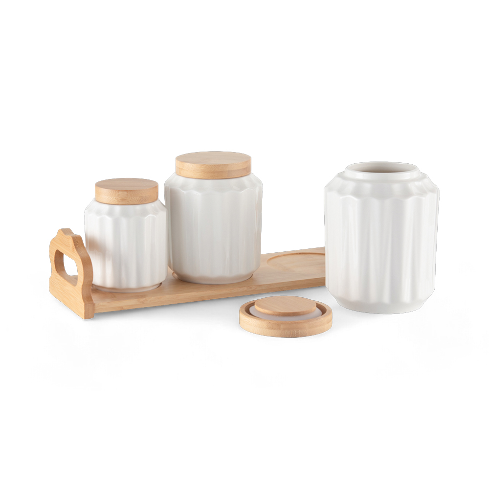 3 Pcs Jar with Bamboo Tray - Image 3