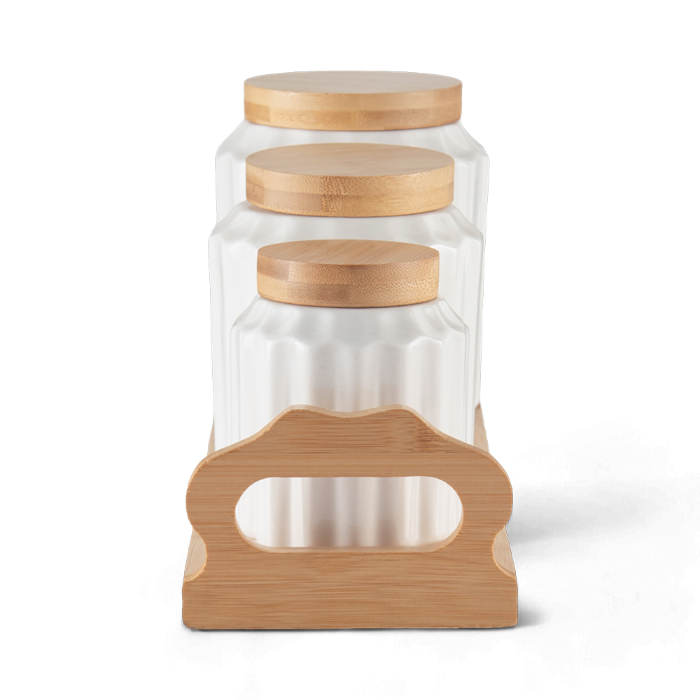 3 Pcs Jar with Bamboo Tray - Image 4