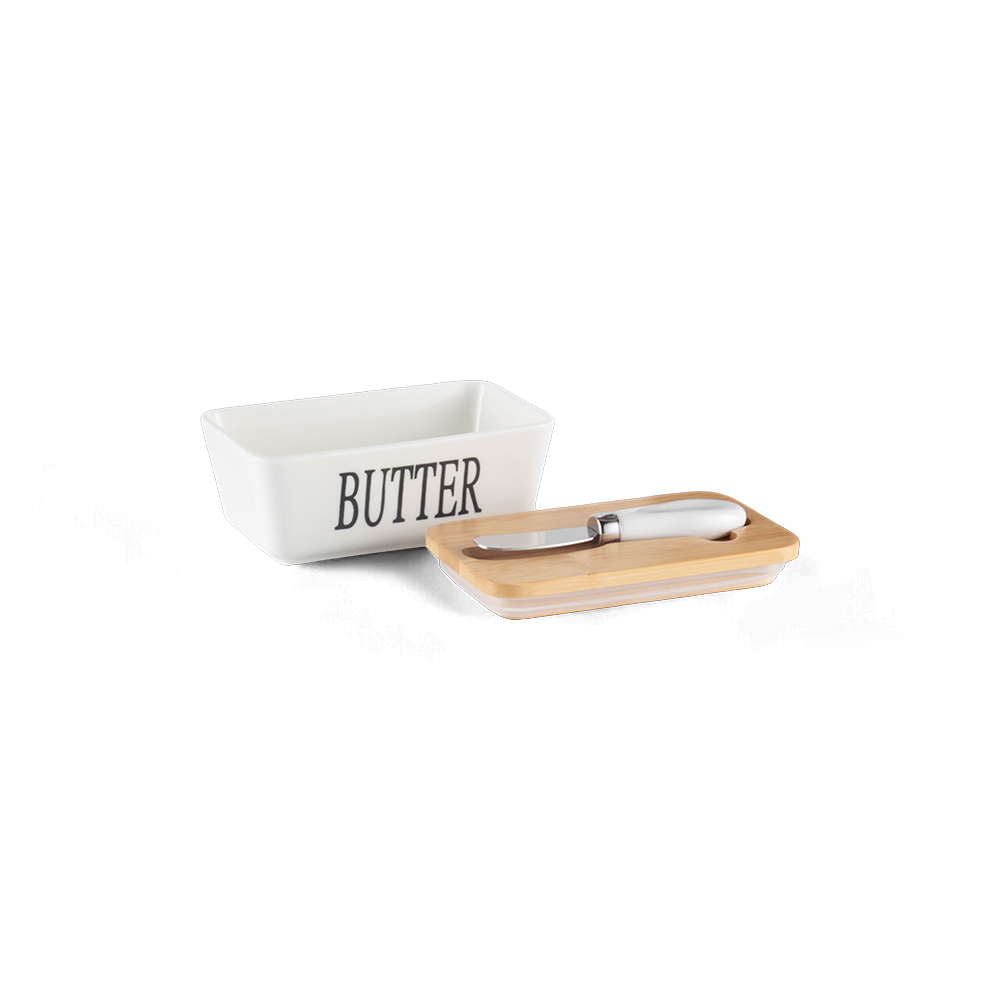 Butter Container with Bamboo Lid & Knife Spread - Image 3