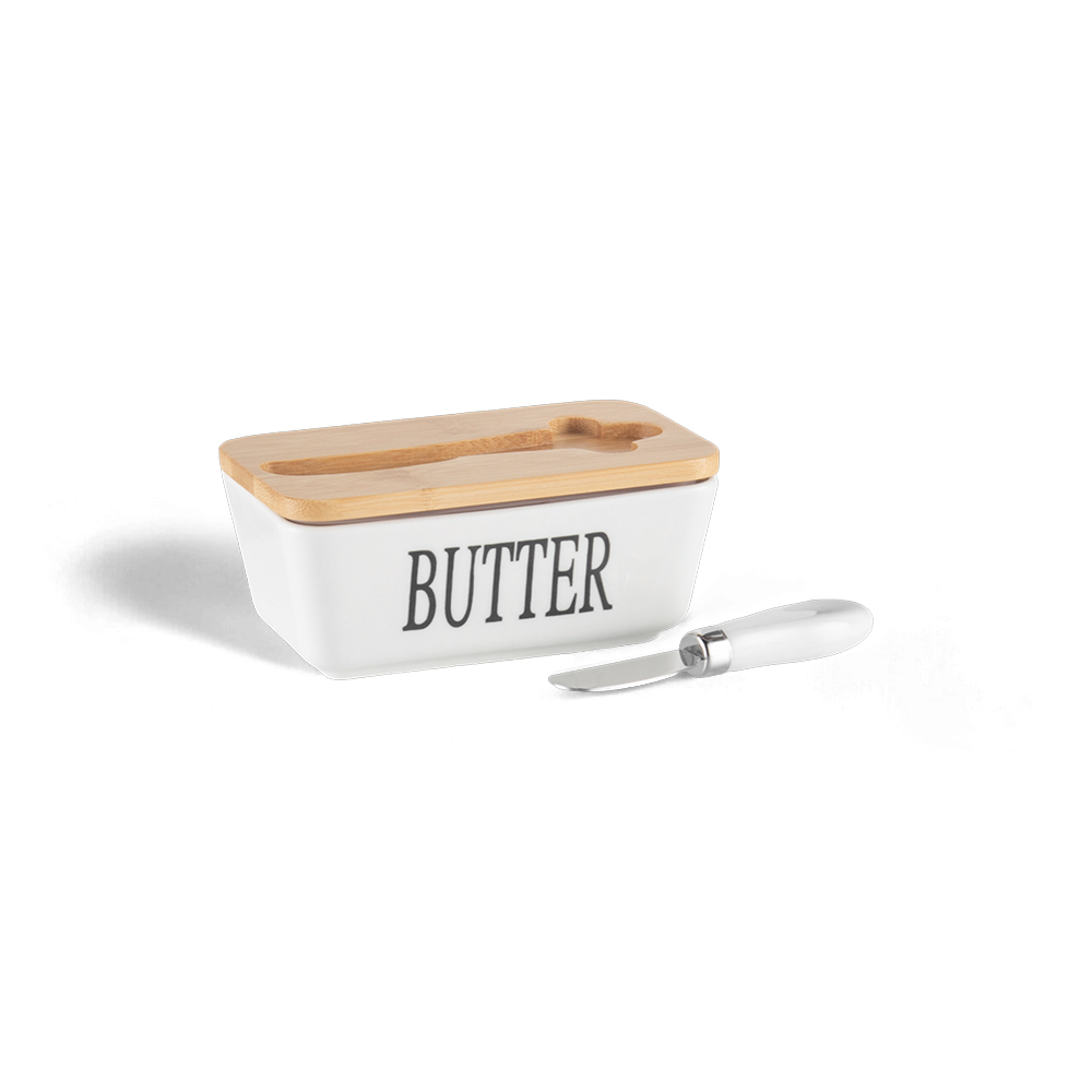 Butter Container with Bamboo Lid & Knife Spread - Image 4