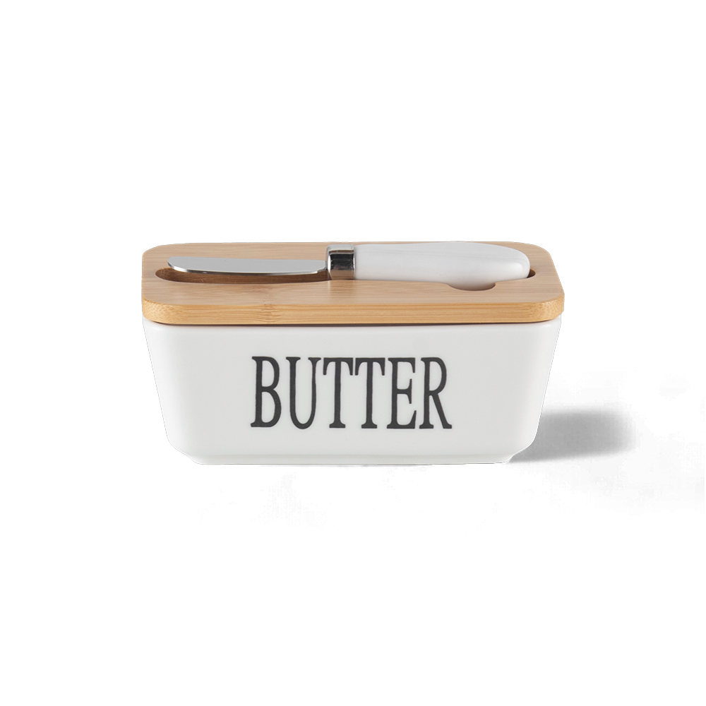 Butter Container with Bamboo Lid & Knife Spread - Image 2