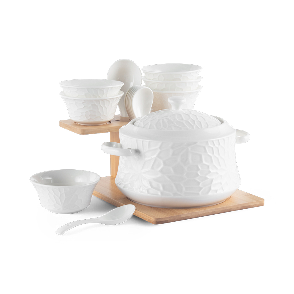 Soup Set For 6 with Bamboo Stand - Image 3