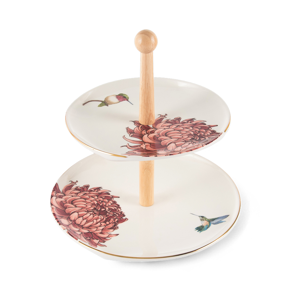 Floral 2 Tier Cake Stand - Image 2