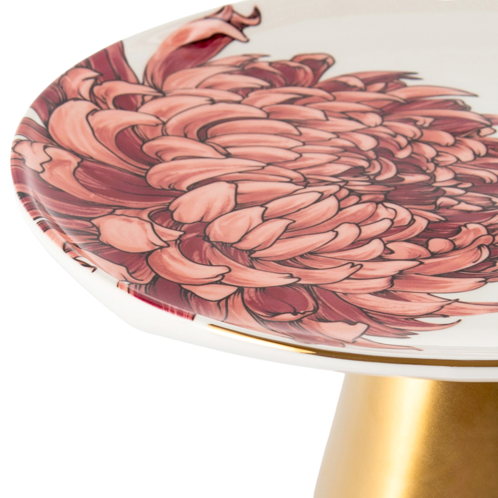 Floral Cake Stand with Glass Dome Lid - Image 4
