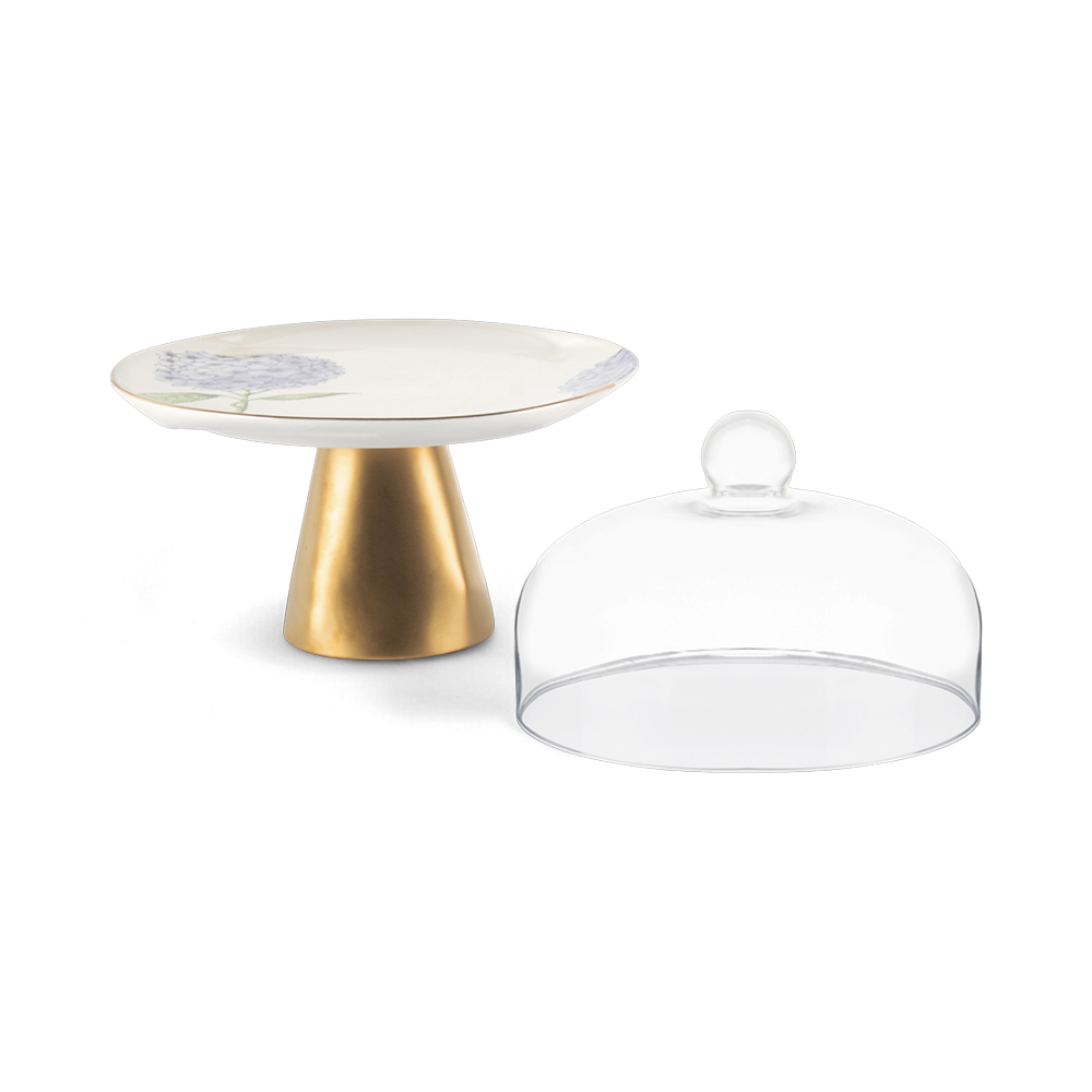 Floral Cake Stand with Glass Dome Lid - Image 8
