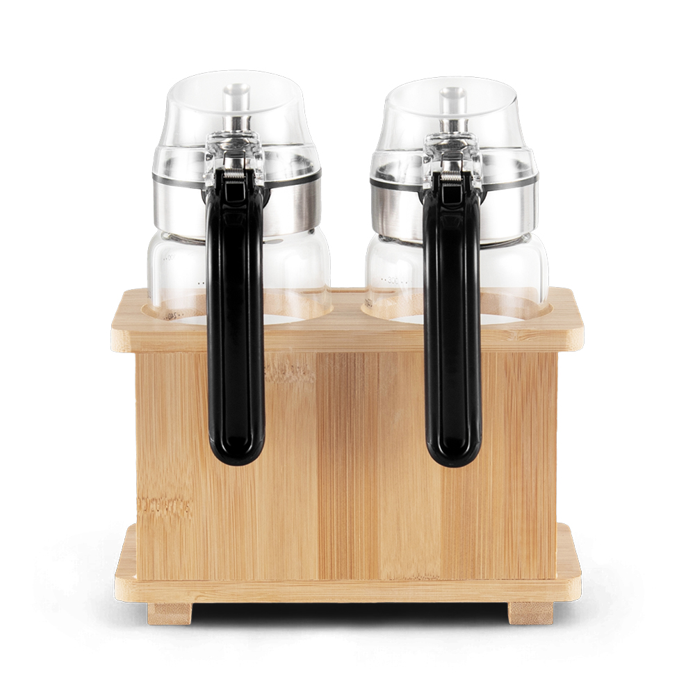2 Pcs Glass Oil Bottle with Bamboo Stand - Image 5