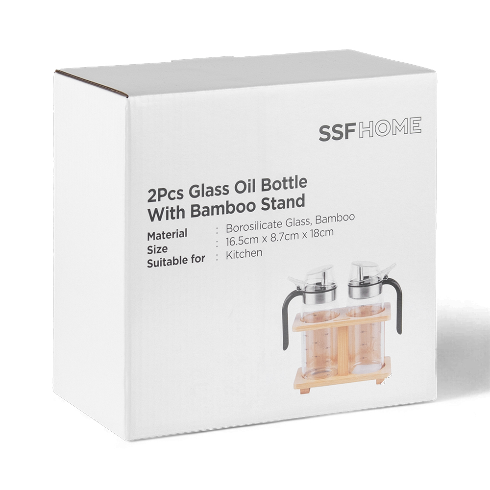 2 Pcs Glass Oil Bottle with Bamboo Stand - Image 15