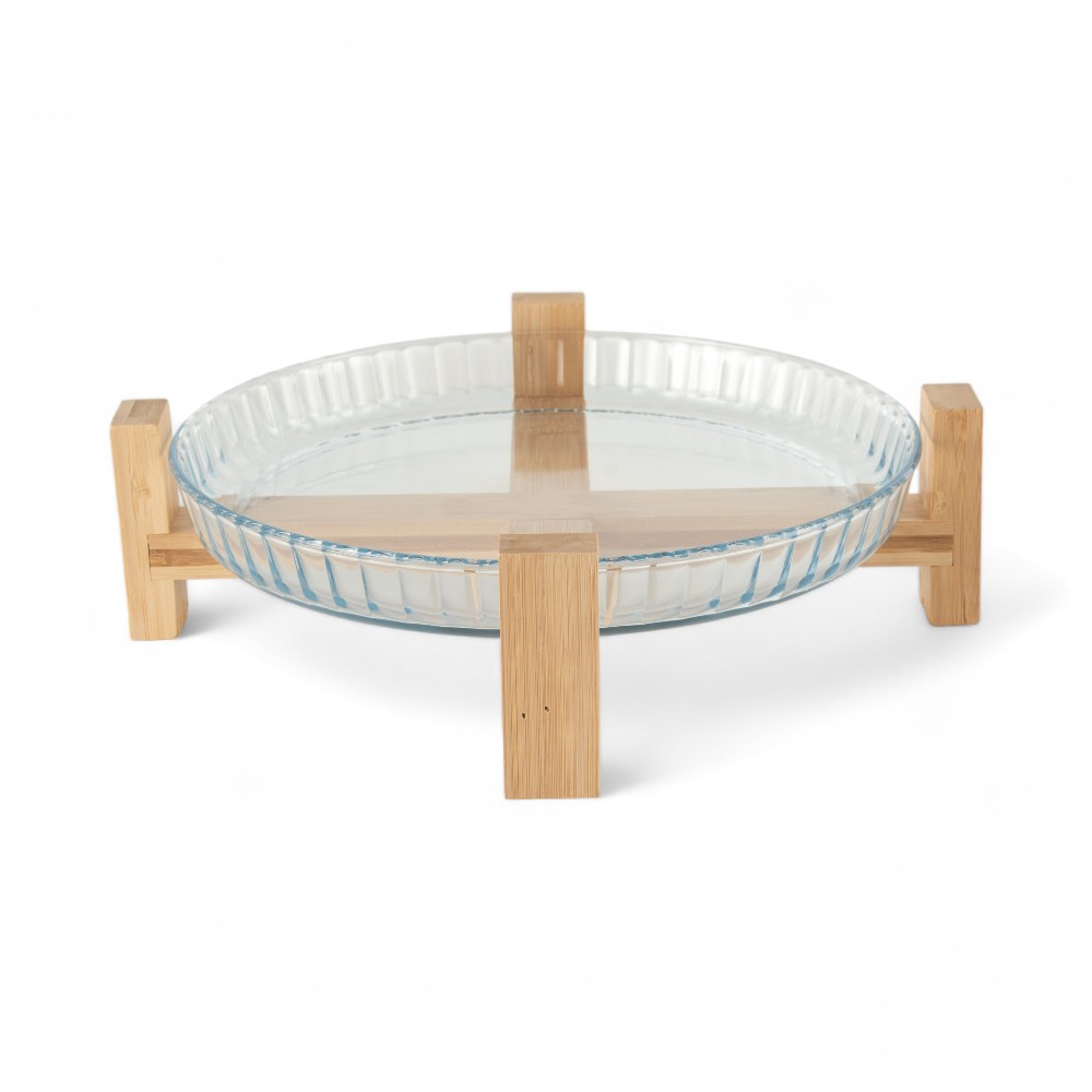 Glass Baking Dish with Bamboo Stand - Image 2