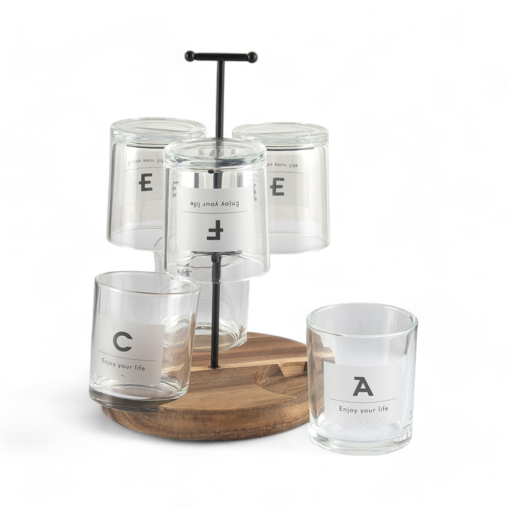 6 Pcs Glass Set with Iron Stand