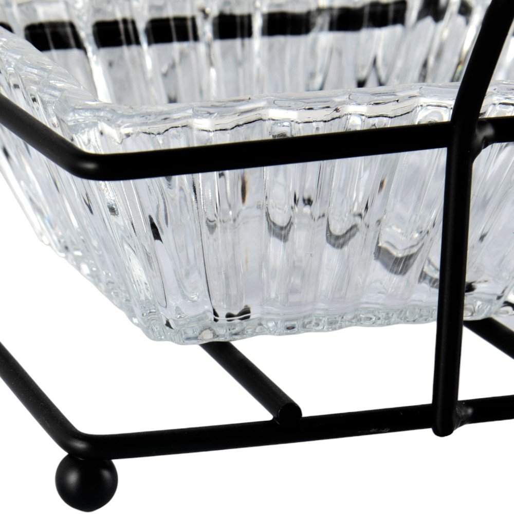 6 Pcs Glass Bowl Set with Iron Stand - Image 4