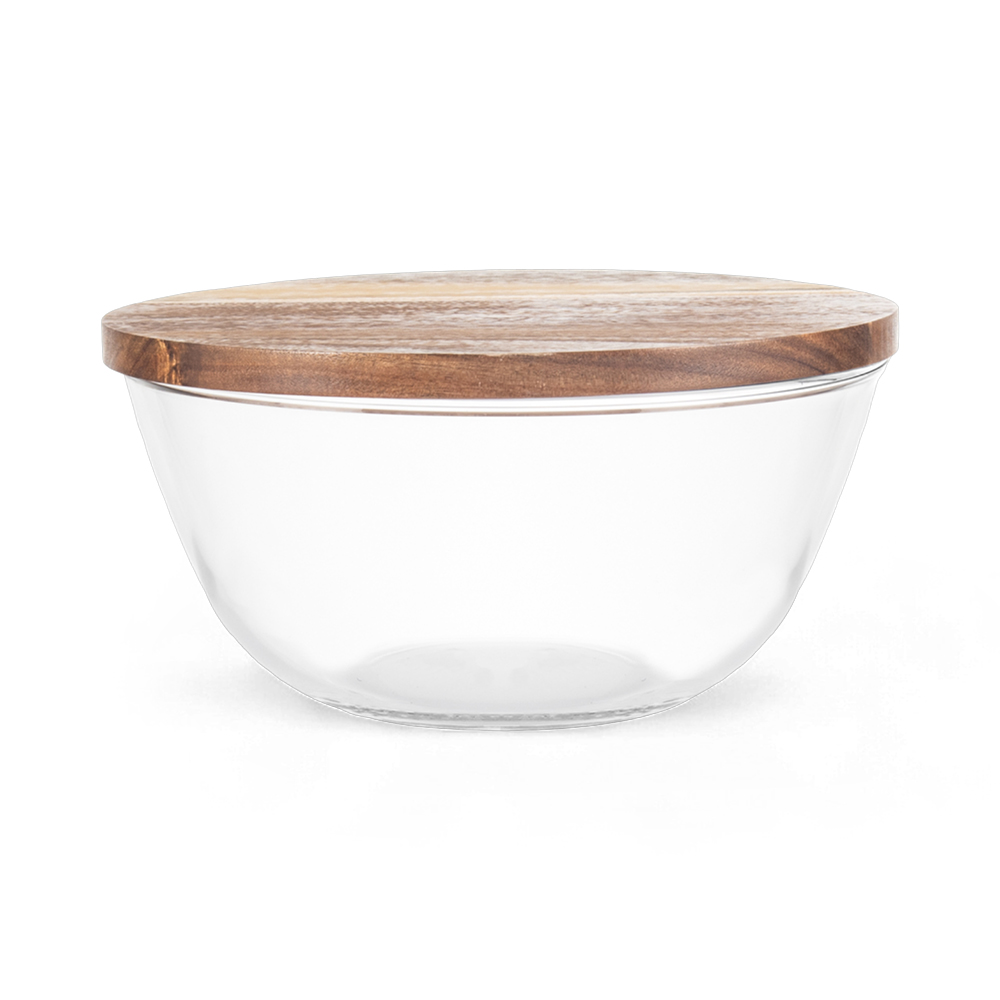 Glass Bowl with Acacia Lid