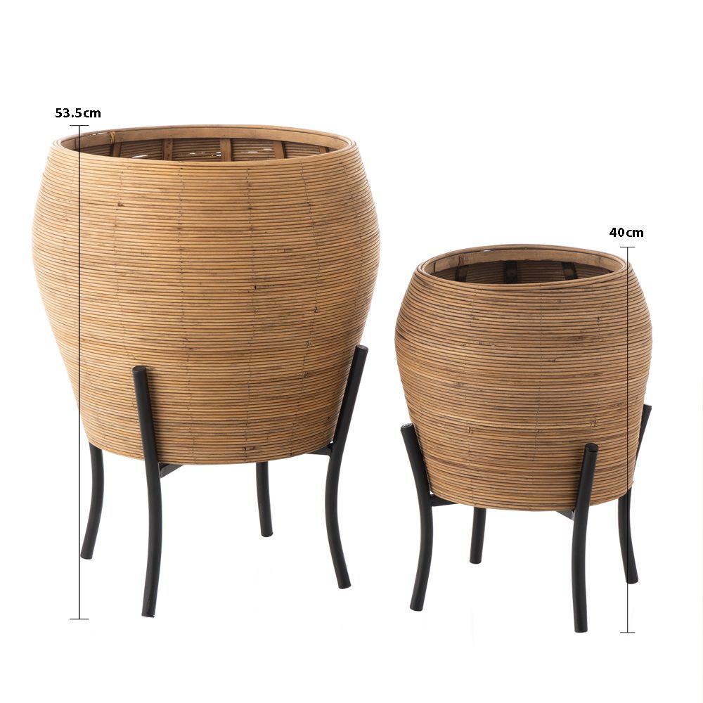 Cameo Rattan Planter with Metal Stand - Image 2