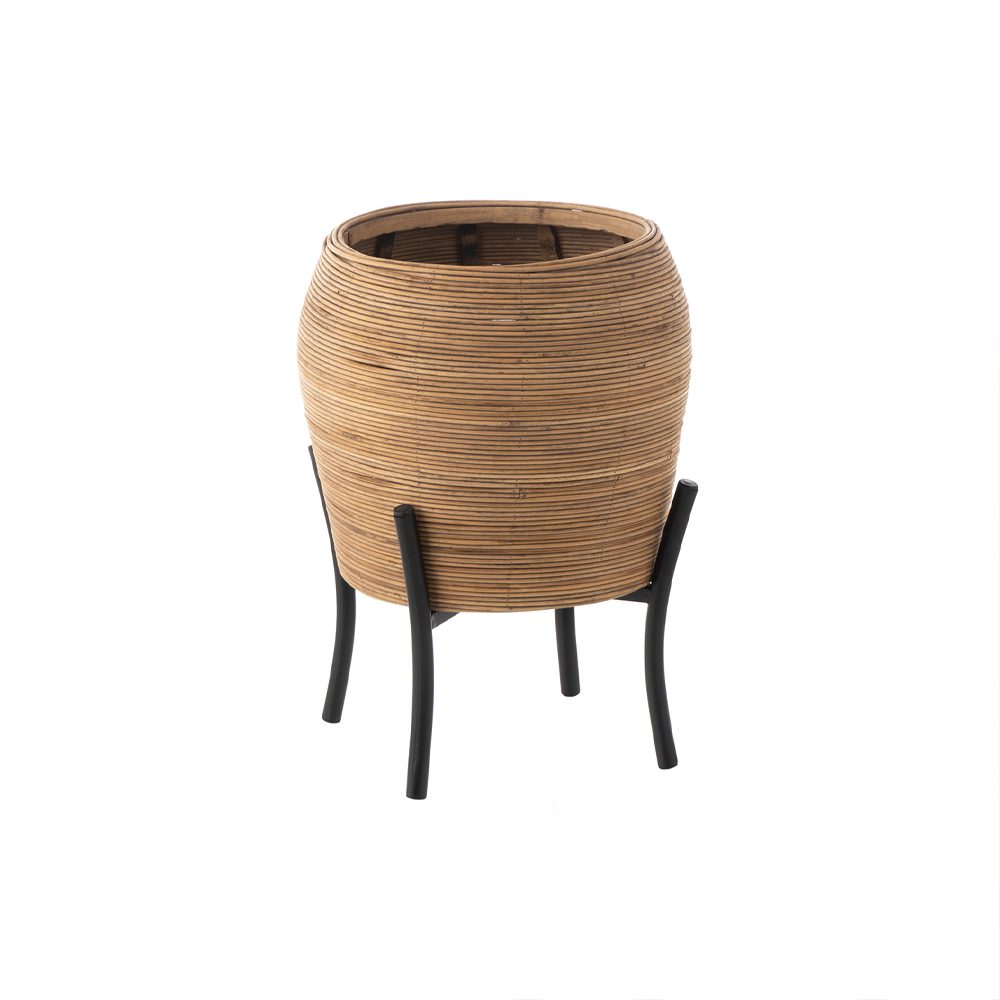 Cameo Rattan Planter with Metal Stand