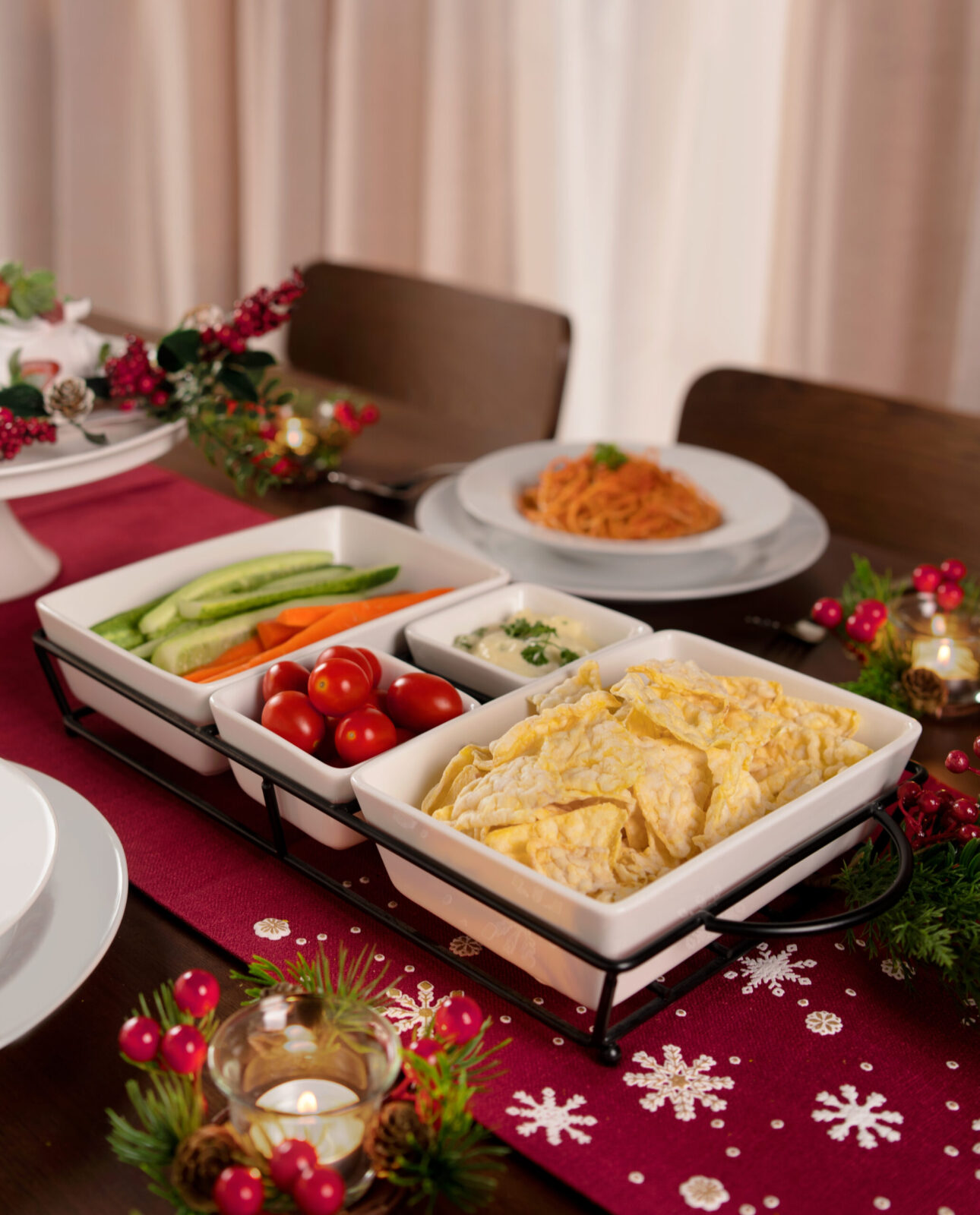 Serving Bowl 4 Pcs Set with Iron Stand - Image 2