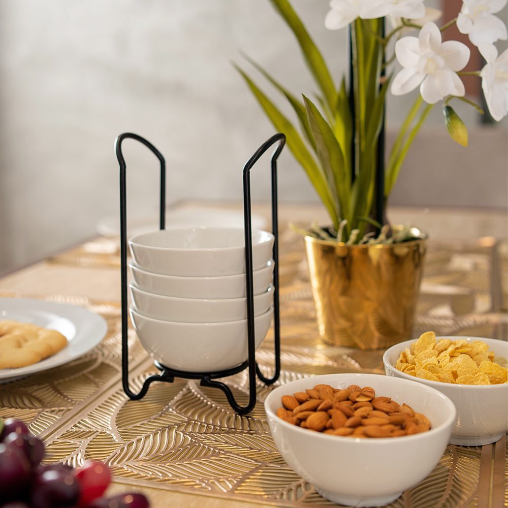 Bowl 6 Pcs Set with Iron Rack - Image 3