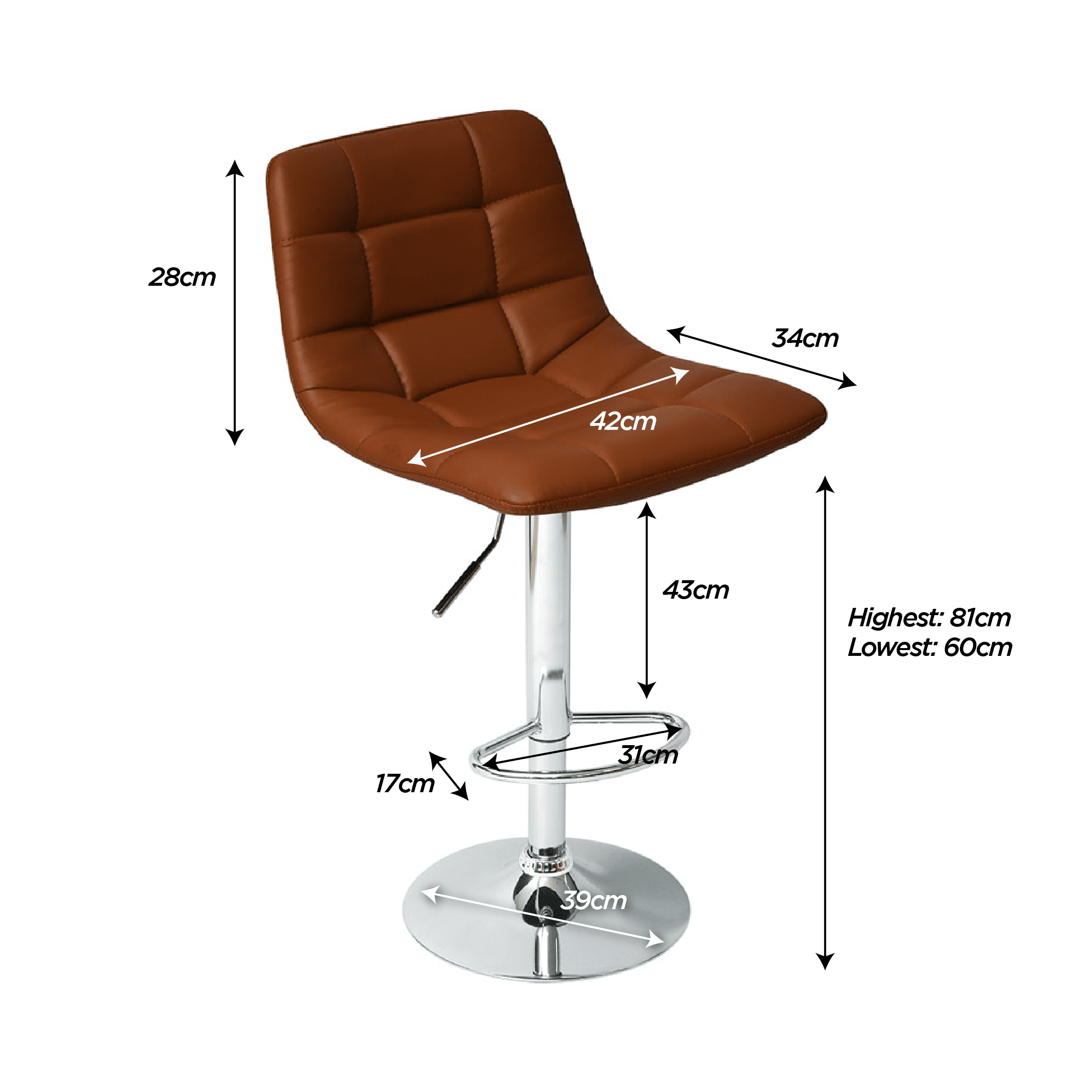 Zoshtac Adjustable Bar Stool with Backrest - Image 6