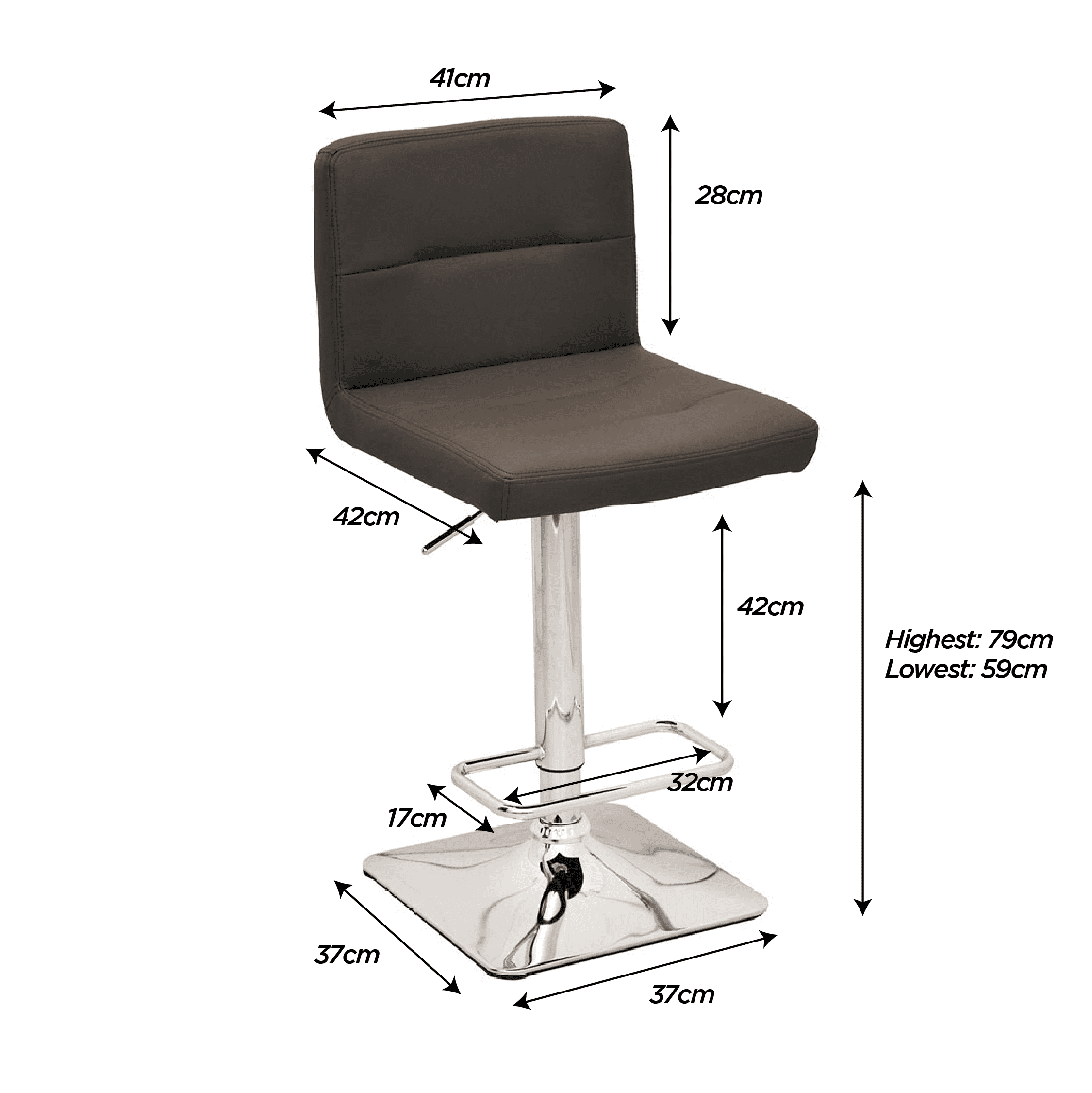 Mikayla Adjustable Bar Stool with Backrest - Image 7