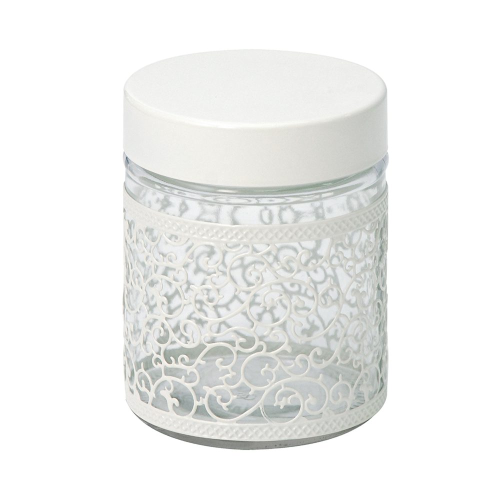 Glass Jar Covered with Batik Inspired Metal Familia