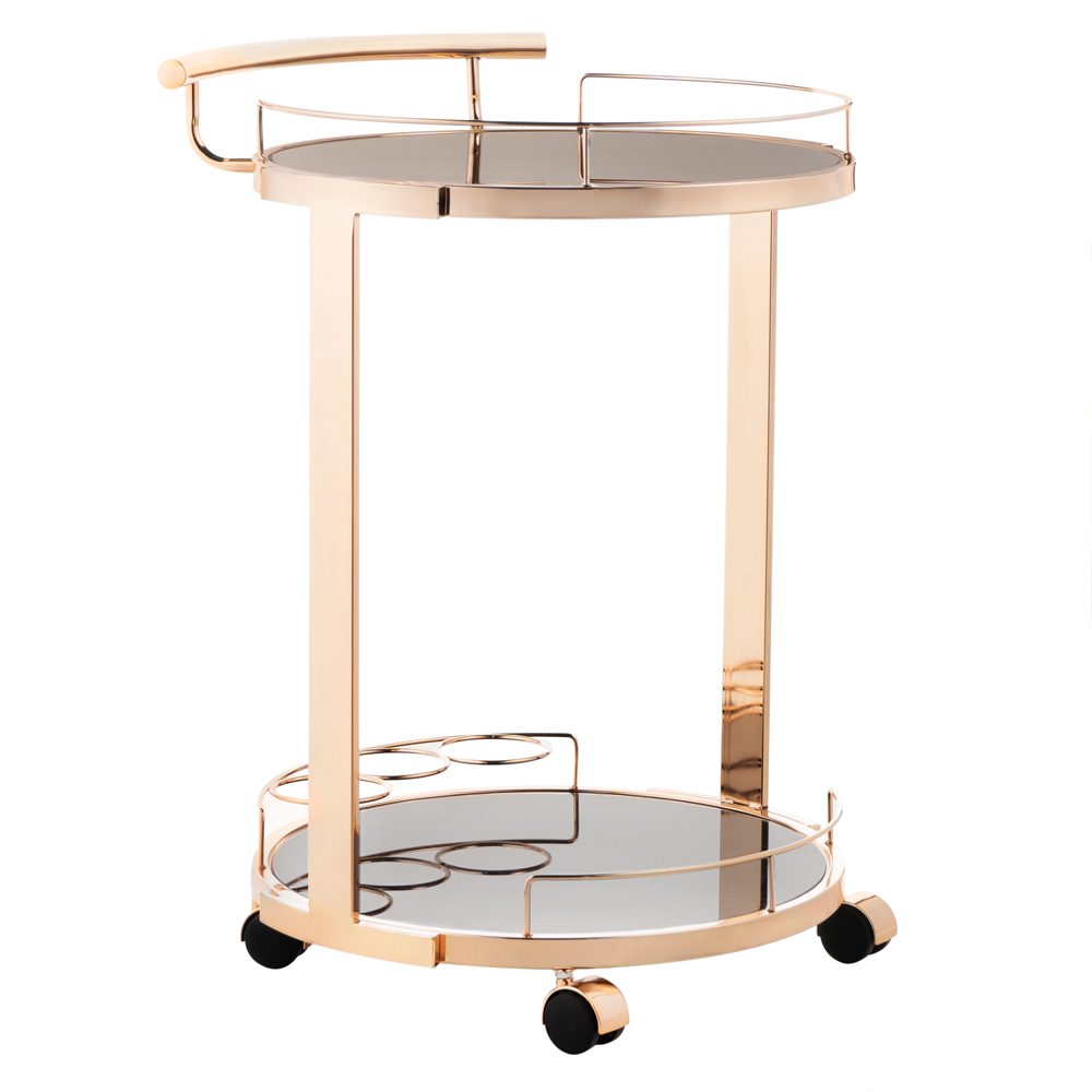 Cocktail Trolley Dato Gold Steel Tempered Glass