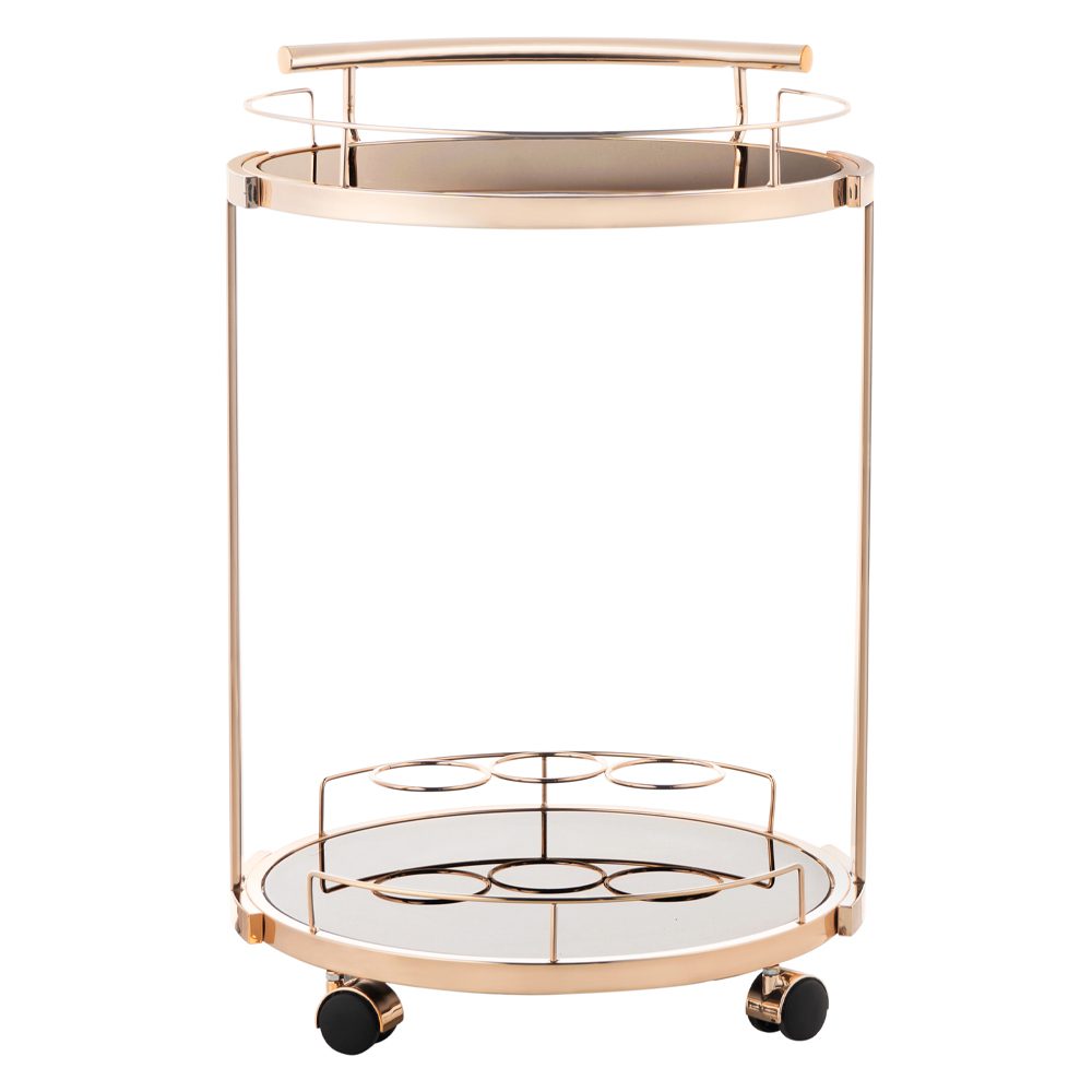 Cocktail Trolley Dato Gold Steel Tempered Glass - Image 5