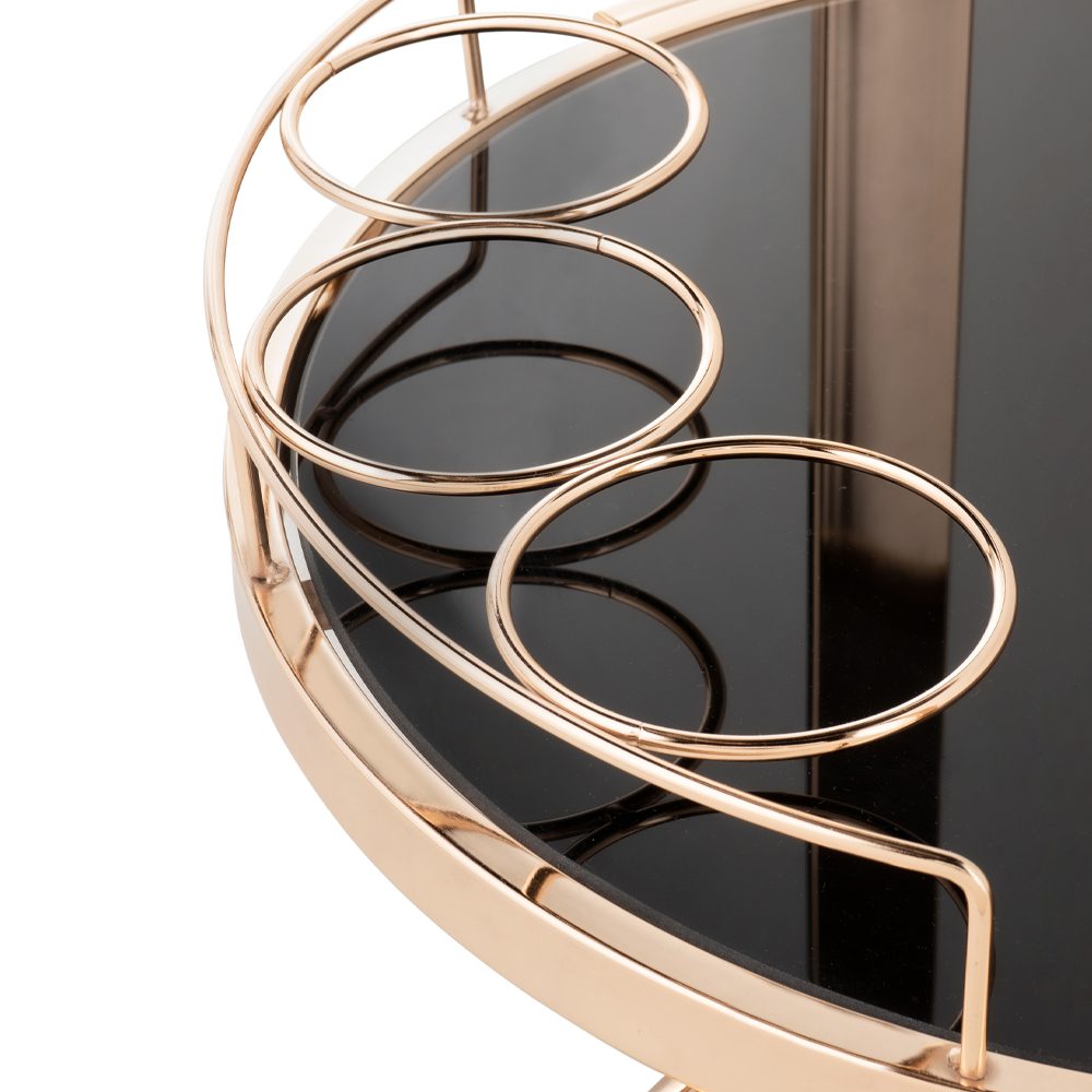 Cocktail Trolley Dato Gold Steel Tempered Glass - Image 3