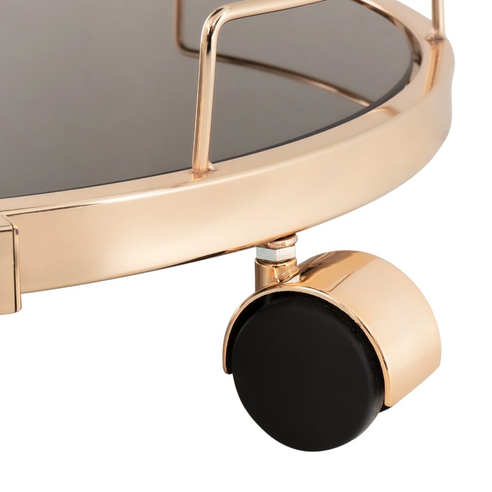 Cocktail Trolley Dato Gold Steel Tempered Glass - Image 4