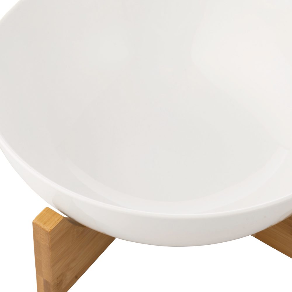 11" Salad Bowl W/ Wooden Stand - Image 3
