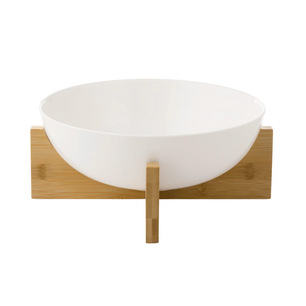 11" Salad Bowl W/ Wooden Stand - Image 2
