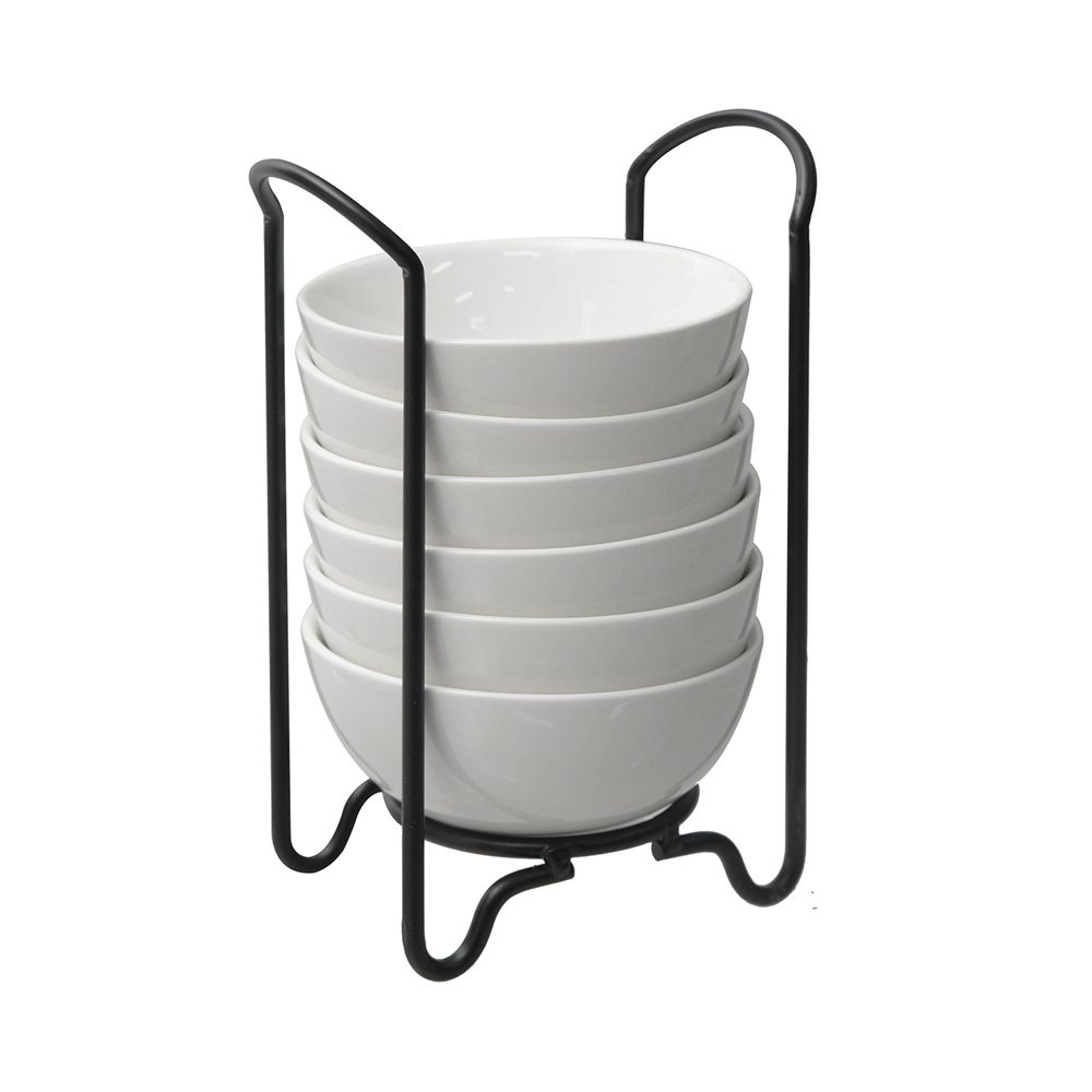 Bowl 6 Pcs Set with Iron Rack