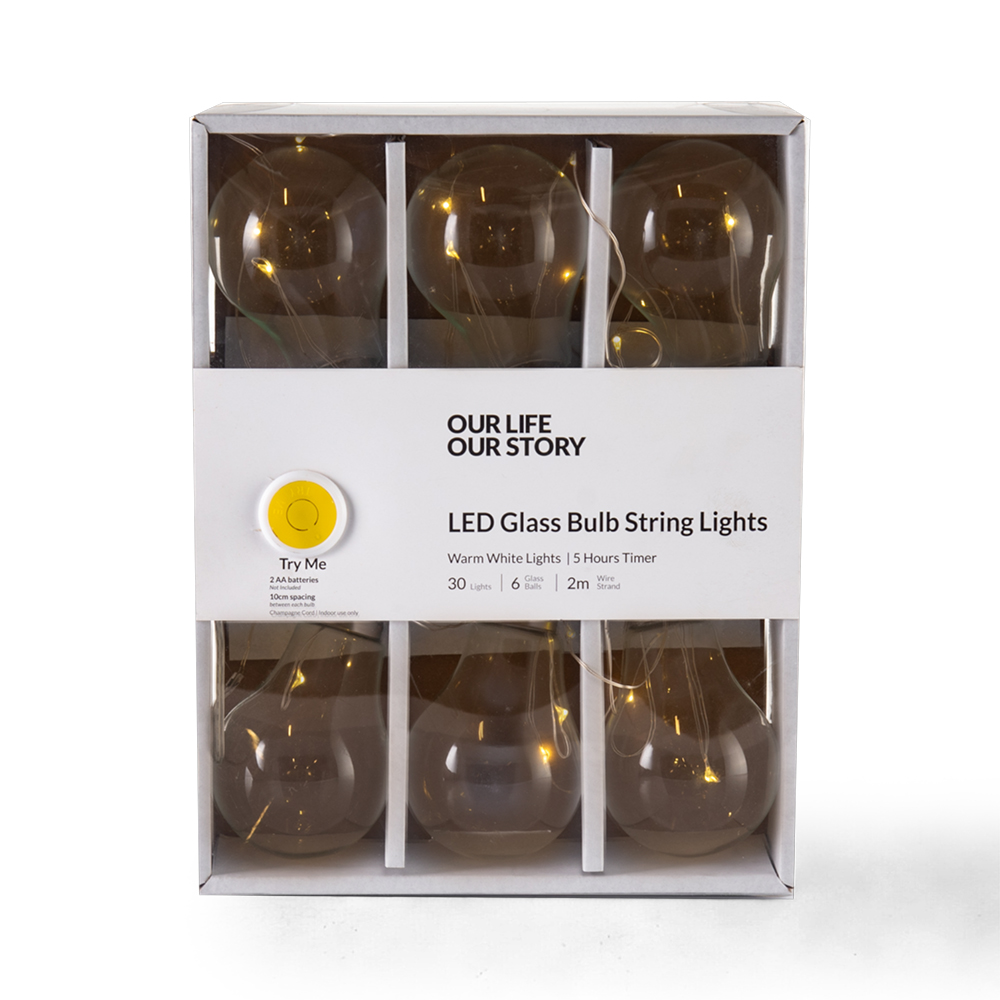LED Glass Bulb String Lights (2.2m)