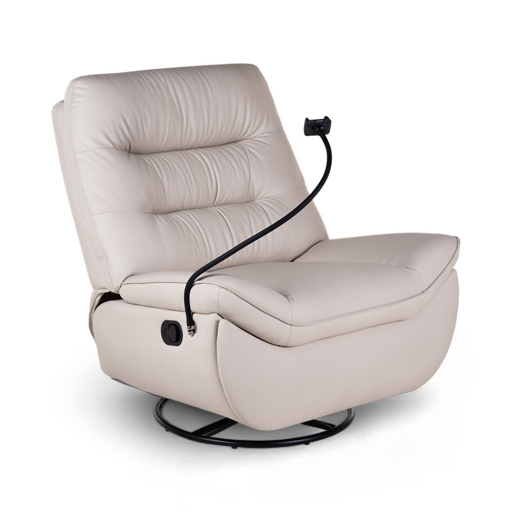 Burl Swivel Rocker Recliner with Phone Holder