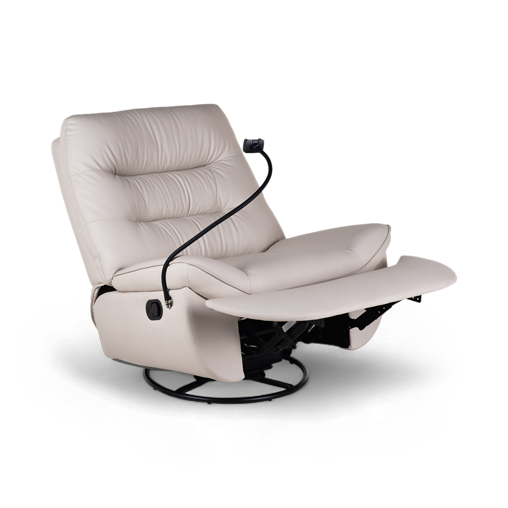 Burl Swivel Rocker Recliner with Phone Holder - Image 2