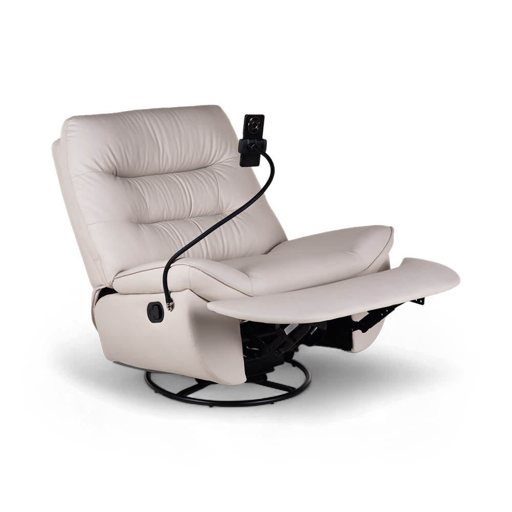 Burl Swivel Rocker Recliner with Phone Holder - Image 3