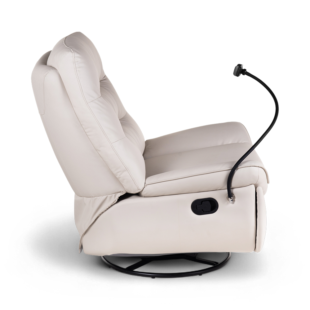 Burl Swivel Rocker Recliner with Phone Holder - Image 5