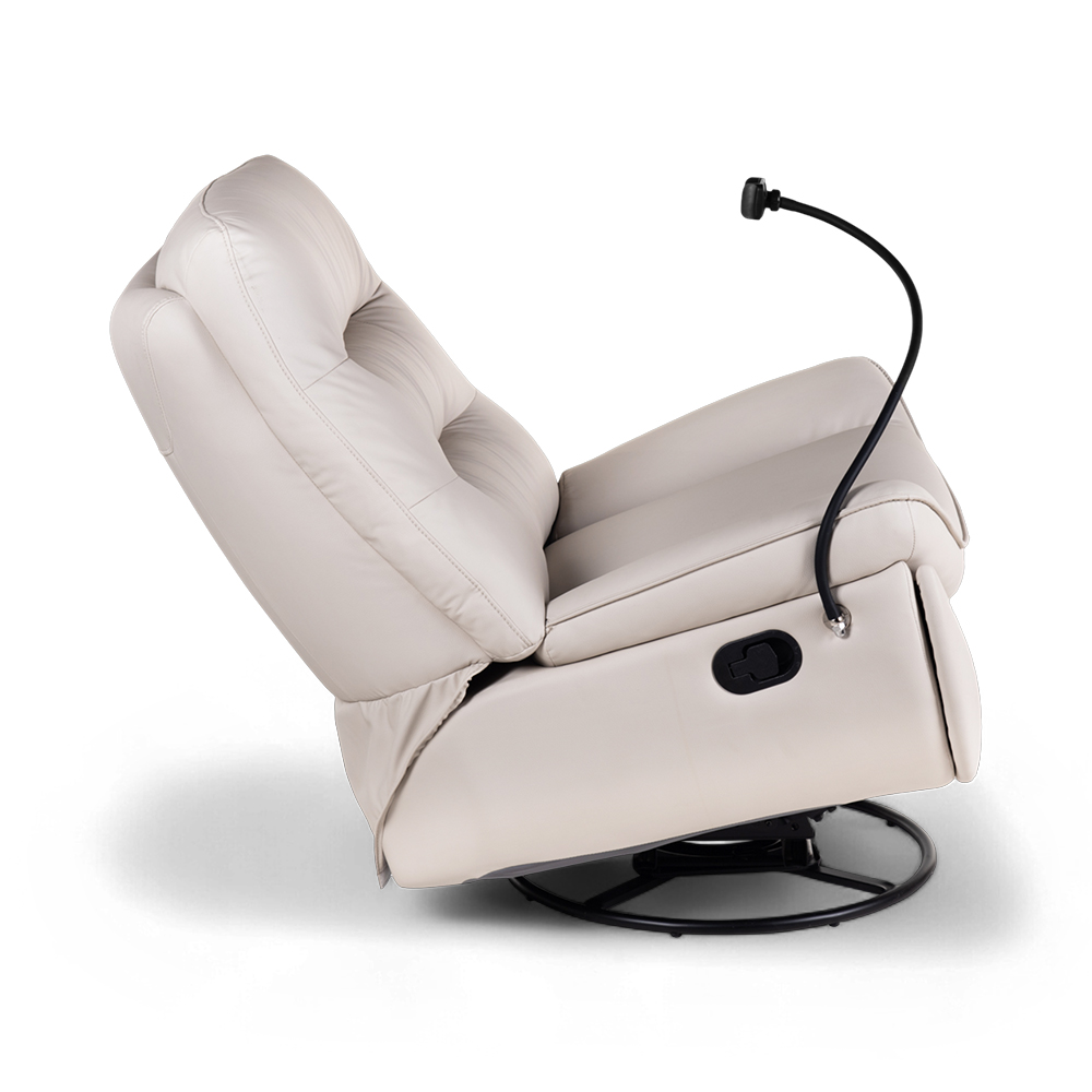 Burl Swivel Rocker Recliner with Phone Holder - Image 6