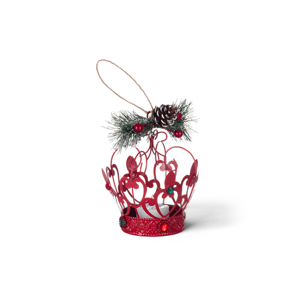 Crown Hanging Ornament with LED Candle Light (H20.8cm)