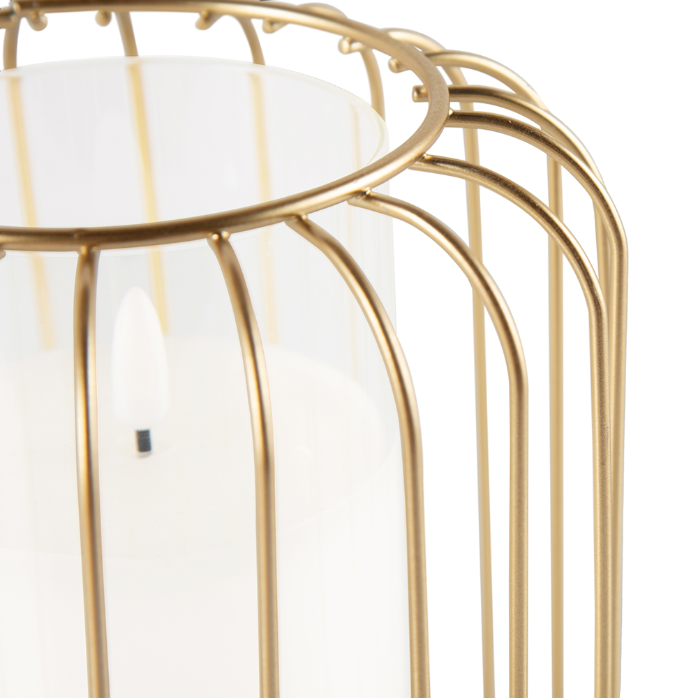 Metal Wire Lantern with LED Candle (H18cm) - Image 4
