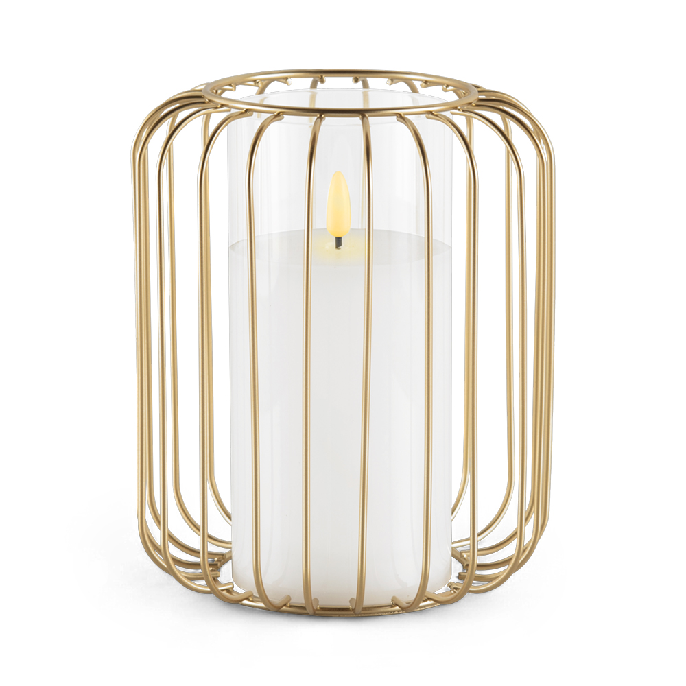 Metal Wire Lantern with LED Candle (H18cm) - Image 2