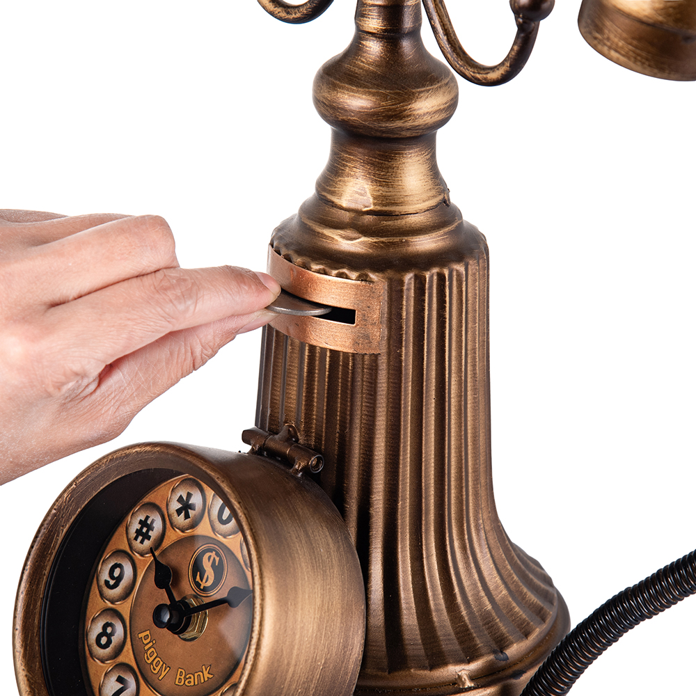 Telephone Table Clock with Coin Bank (H30.5cm) - Image 14