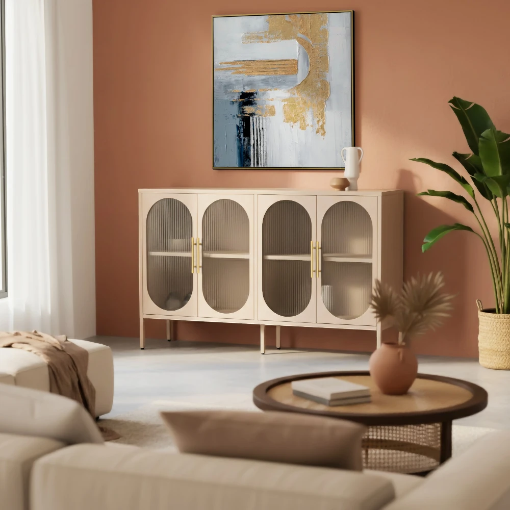 Ricca 4 Glass Doors Cabinet - Image 15