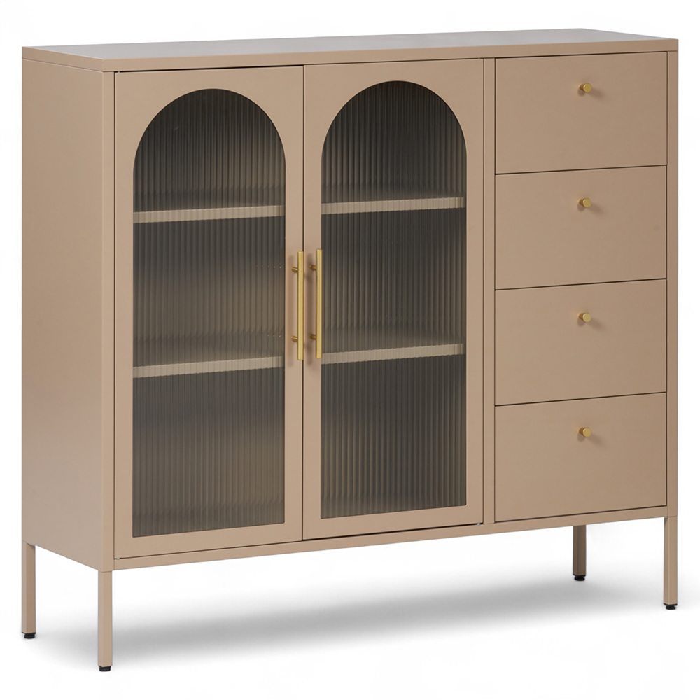 Ricca 2 Glass Doors with 4 Drawers Cabinet