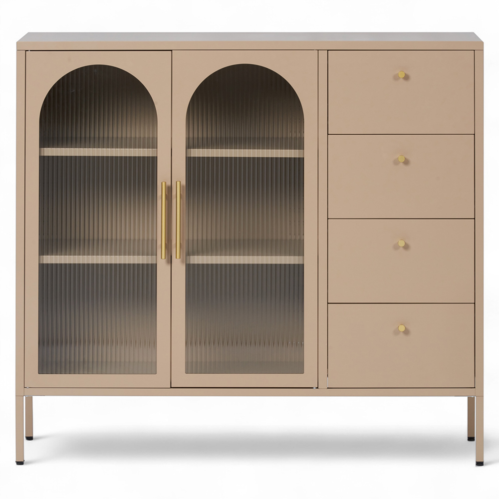 Ricca 2 Glass Doors with 4 Drawers Cabinet - Image 3