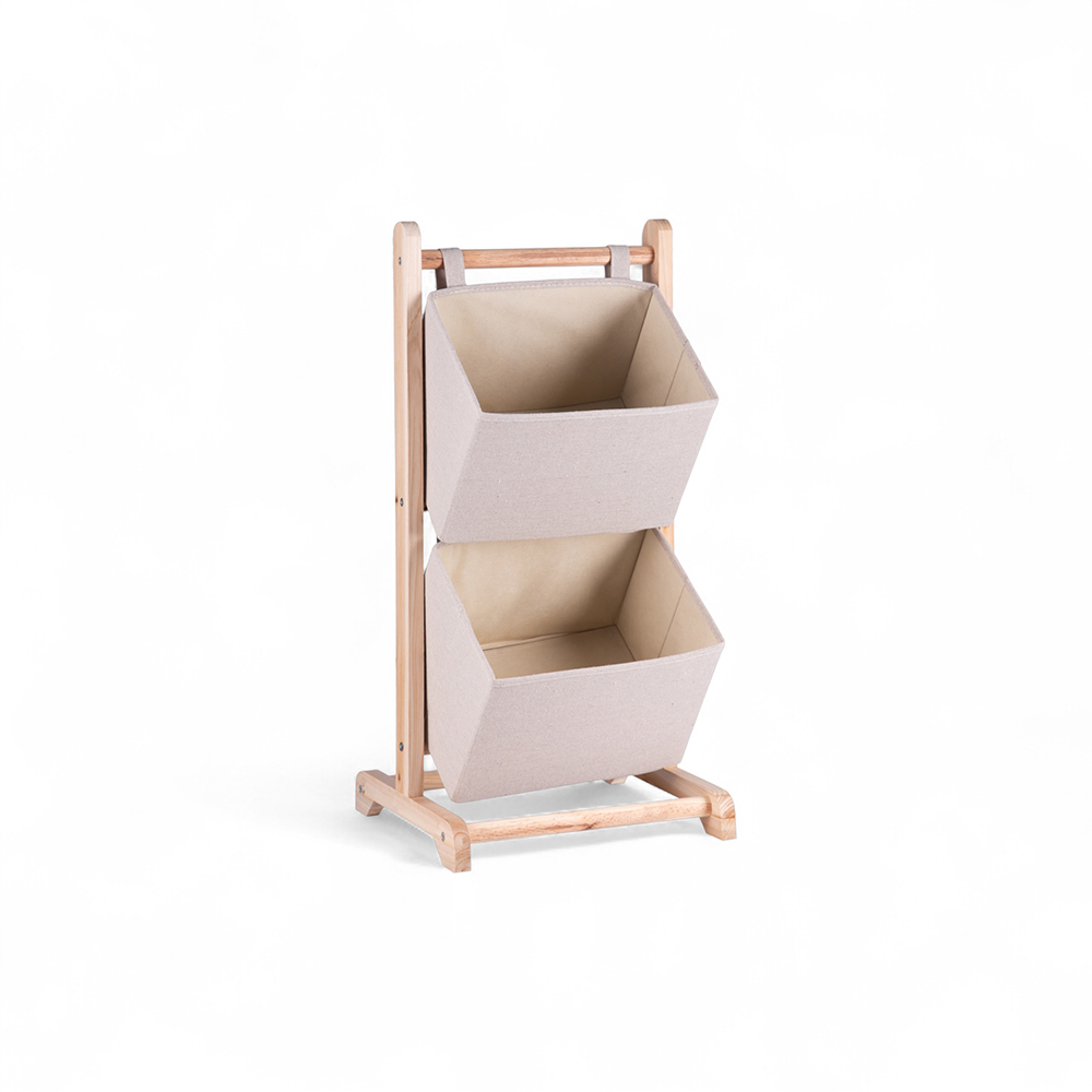 Nikita Wooden Storage Basket Rack (2 Tier)