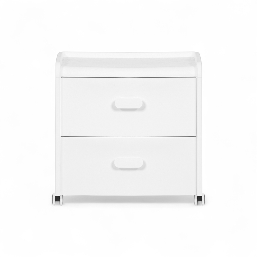 Diaz Bedside Table with Wheels (2 Drawers) - Image 3